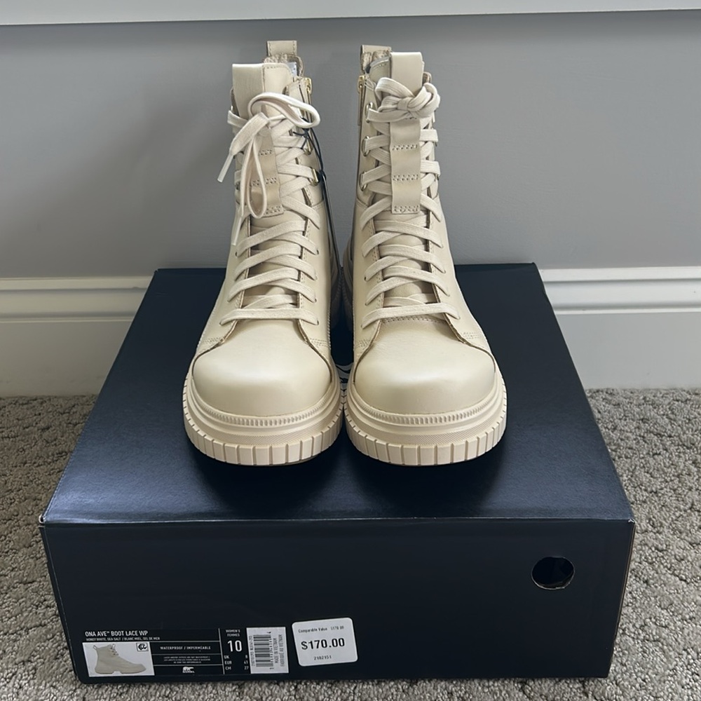Sorel Cream Platform Combat Boots - Picture 9 of 13